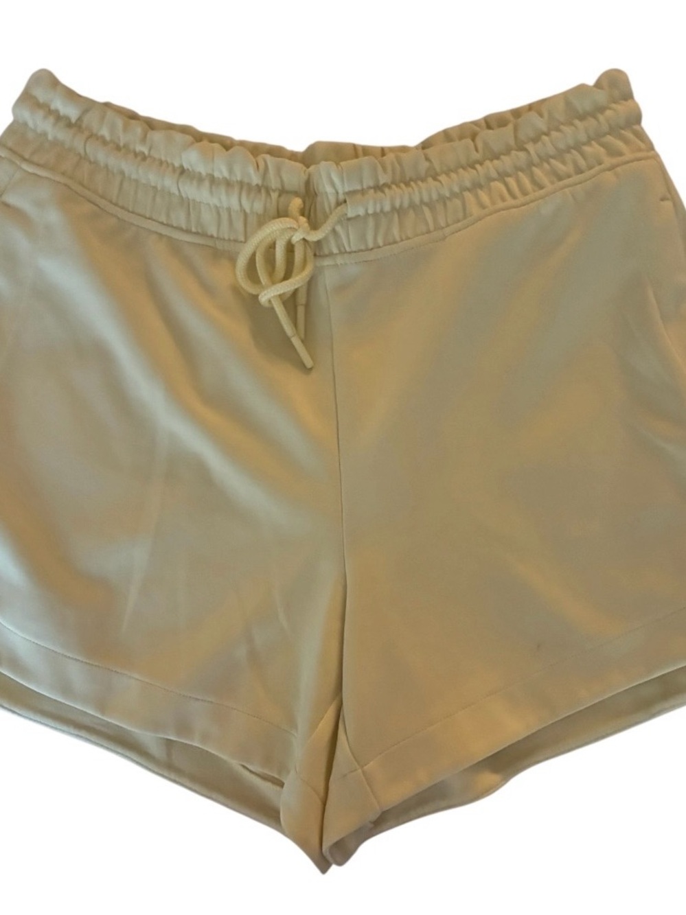 Athleta Cream Elastic Waist Drawstring Athletic Shorts Sz M